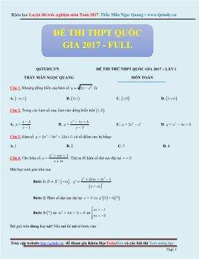 Tuyển tập đề thi thử THPT quốc gia Toán năm 2017 - Mẫn Quang Ngọc